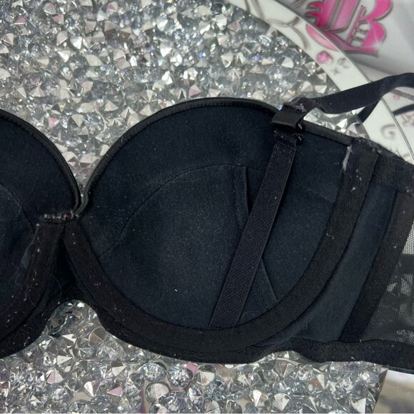 Bra polka dot mesh detail light pink Elegant Black and Cream Polka Dot Bra - Picture 5 of 9